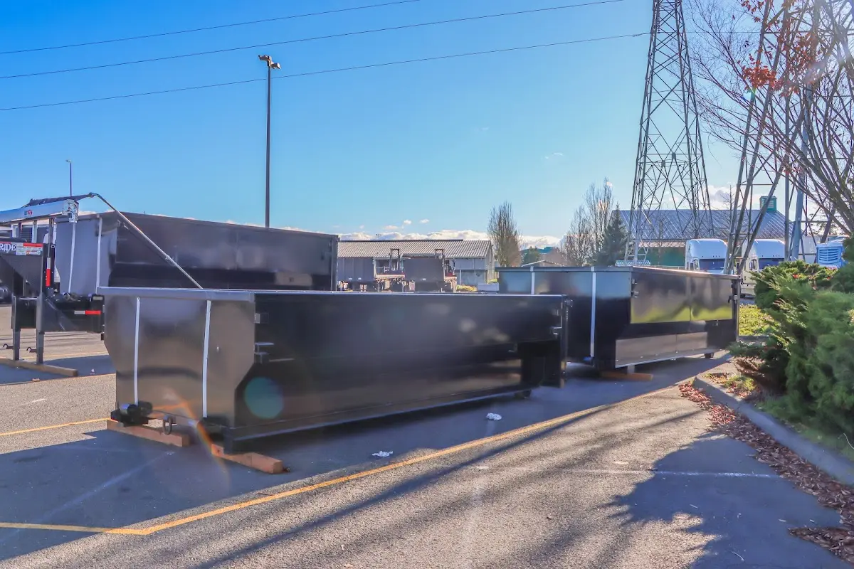 Roll-off dumpster ready for waste disposal at job site for Concrete Dumpster Rental in Clemson University